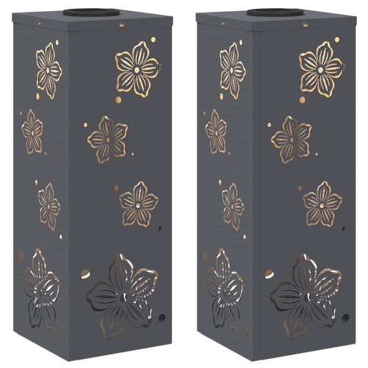 vidaXL Ηλιακό LED Φως Δρόμου 2 pcs Ανθρακί Κρύο Ρολαρισμένο Χάλυβα