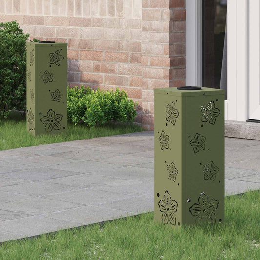 vidaXL Ηλιακό LED Φως Δρόμου με φώτα με μπαταρία 2 pcs Ελιά Πράσινη