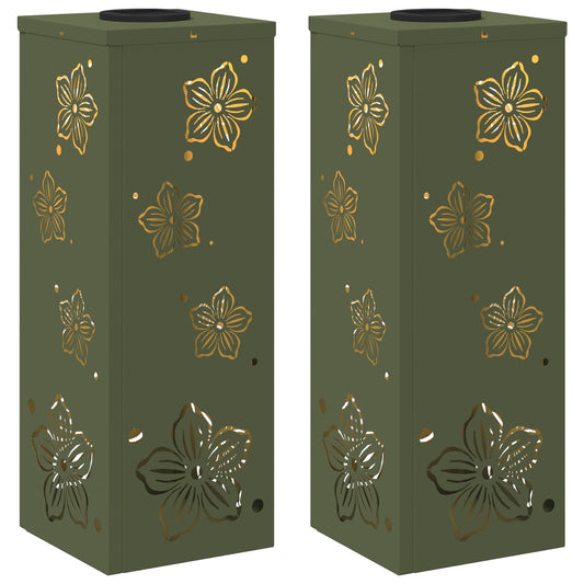 vidaXL Ηλιακό LED Φως Δρόμου με φώτα με μπαταρία 2 pcs Ελιά Πράσινη