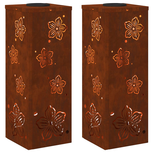 vidaXL Ηλιακό LED Φως Δρόμου 2 pcs Σκ rusty Ατσάλι Σκληρυθέν στον Αέρα