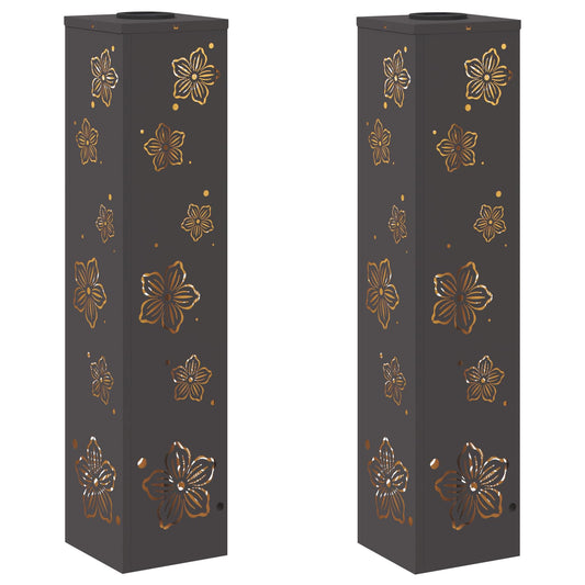 vidaXL Ηλιακό LED Φως Δρόμου 2 pcs Μαύρο Κρύο Ρολαρισμένο Χάλυβα