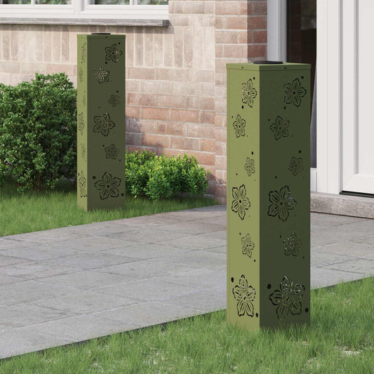 vidaXL Ηλιακό LED Φως Δρόμου με φώτα με μπαταρία 2 pcs Ελιά Πράσινη