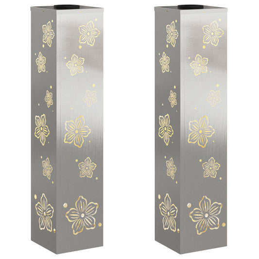 vidaXL Ηλιακό LED Φως Δρόμου 2 pcs Ασημί Ανοξείδωτο ατσάλι