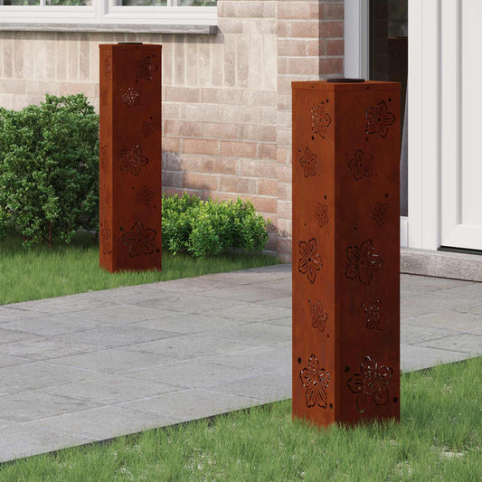 vidaXL Ηλιακό LED Φως Δρόμου 2 pcs Σκ rusty Ατσάλι Σκληρυθέν στον Αέρα