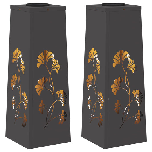 vidaXL Ηλιακό LED Φως Δρόμου 2 pcs Μαύρο Κρύο Ρολαρισμένο Χάλυβα