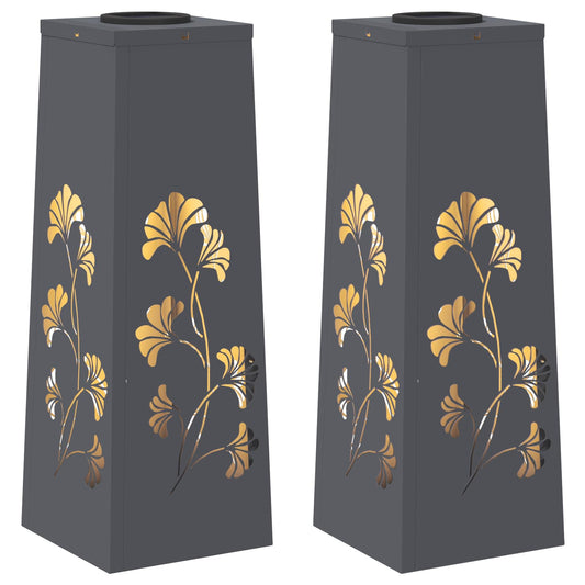 vidaXL Ηλιακό LED Φως Δρόμου 2 pcs Ανθρακί Κρύο Ρολαρισμένο Χάλυβα