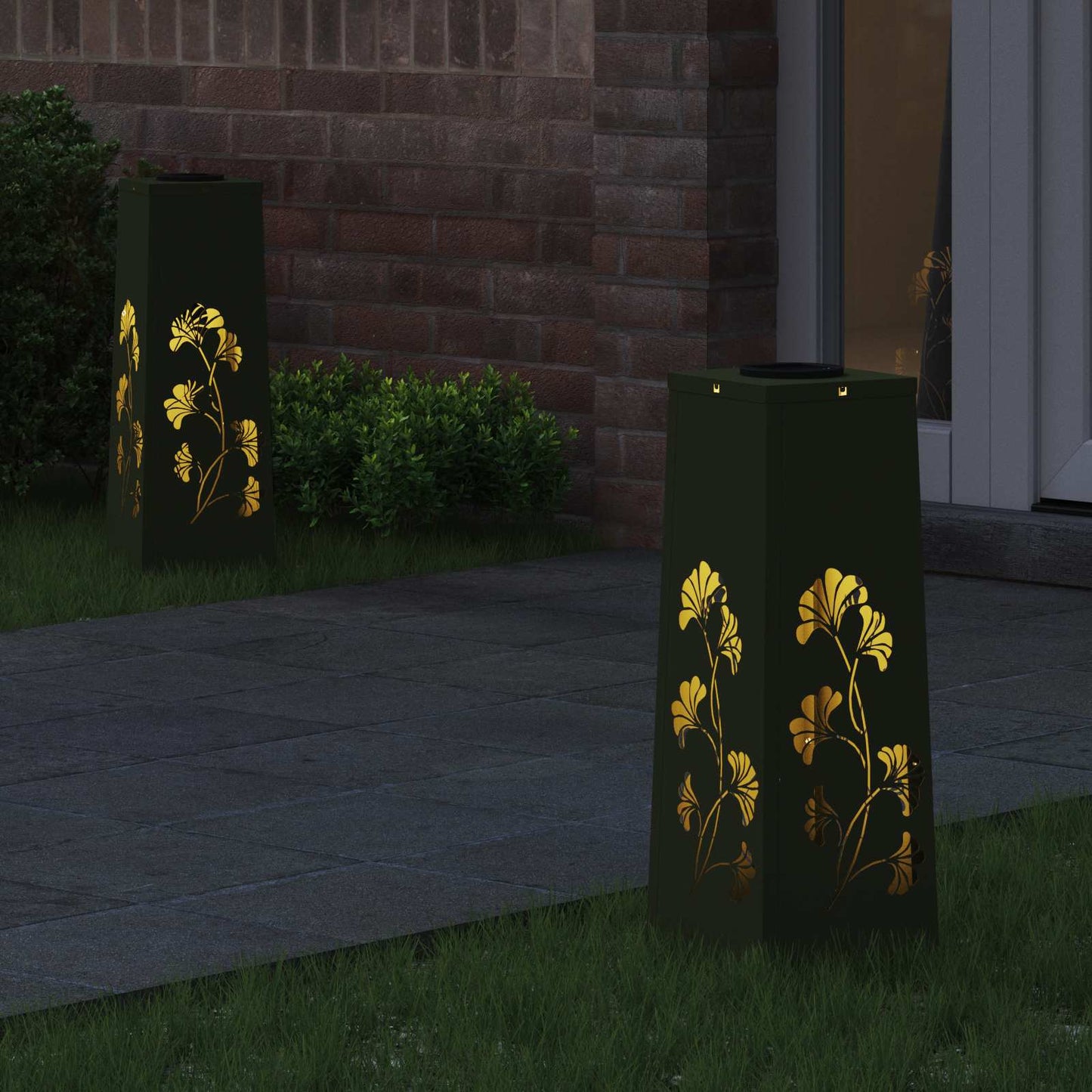 vidaXL Ηλιακό LED Φως Δρόμου με φώτα με μπαταρία 2 pcs Ελιά Πράσινη