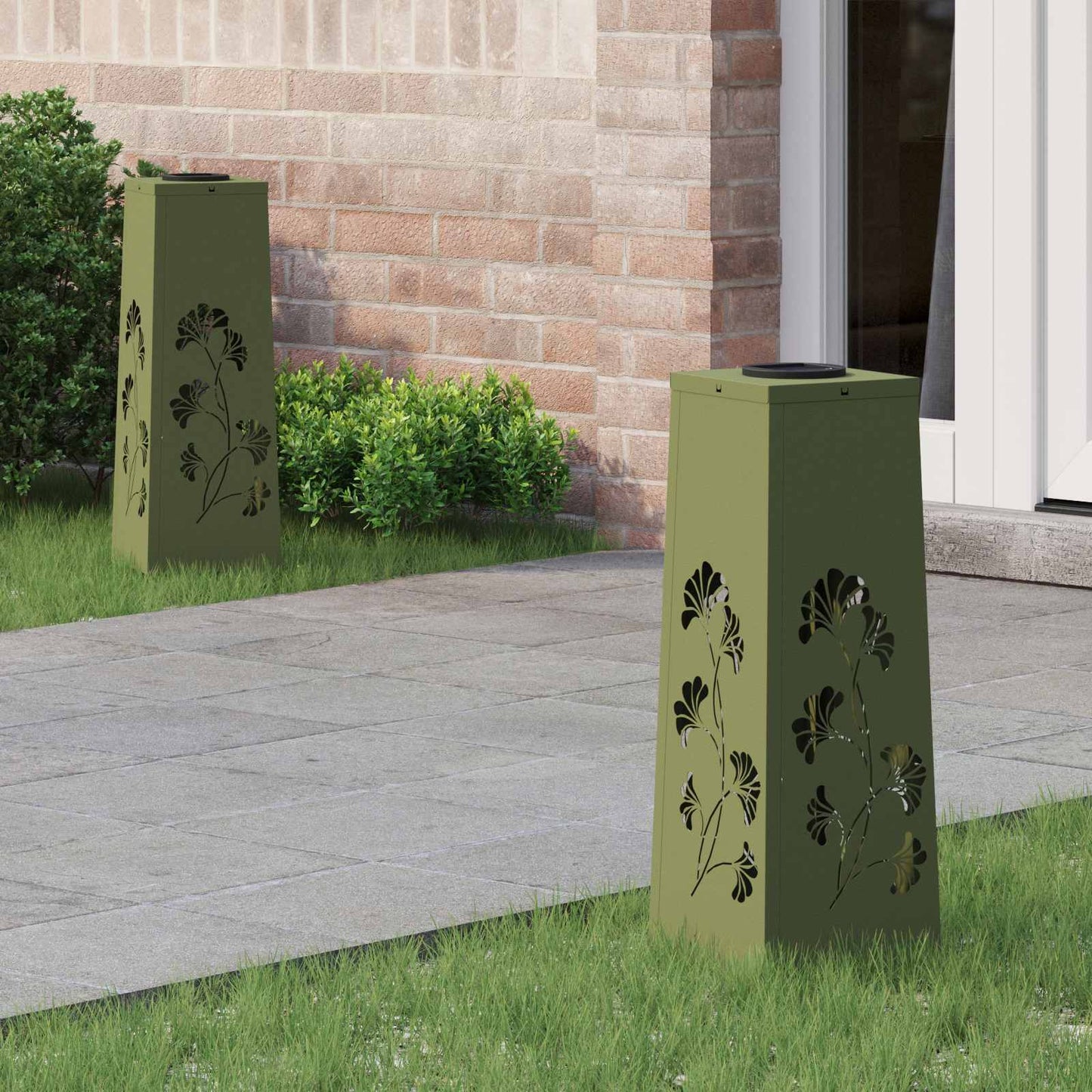 vidaXL Ηλιακό LED Φως Δρόμου με φώτα με μπαταρία 2 pcs Ελιά Πράσινη