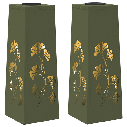 vidaXL Ηλιακό LED Φως Δρόμου με φώτα με μπαταρία 2 pcs Ελιά Πράσινη