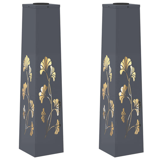 vidaXL Ηλιακό LED Φως Δρόμου 2 pcs Ανθρακί Κρύο Ρολαρισμένο Χάλυβα