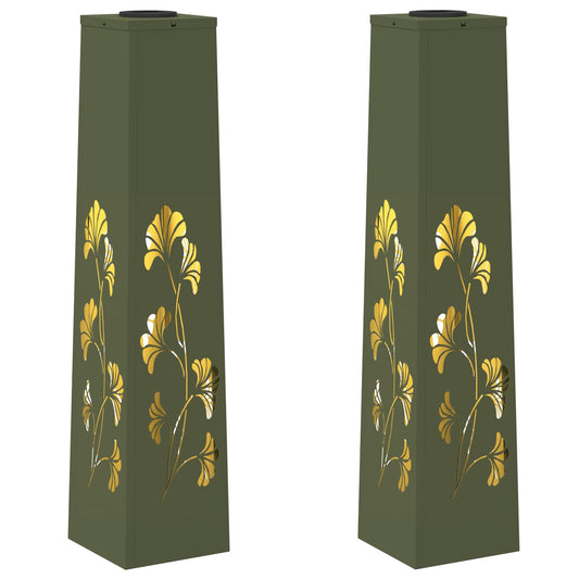 vidaXL Ηλιακό LED Φως Δρόμου με φώτα με μπαταρία 2 pcs Ελιά Πράσινη