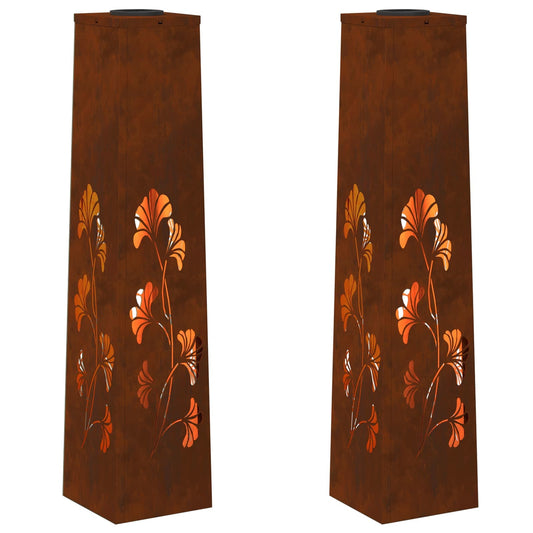 vidaXL Ηλιακό LED Φως Δρόμου 2 pcs Σκ rusty Ατσάλι Σκληρυθέν στον Αέρα