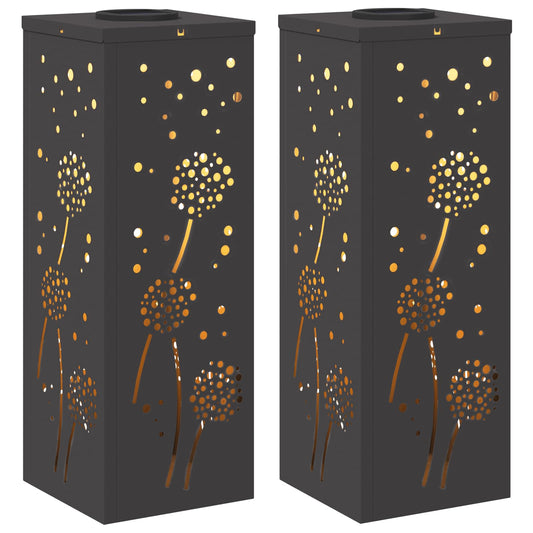 vidaXL Ηλιακό LED Φως Δρόμου 2 pcs Μαύρο Κρύο Ρολαρισμένο Χάλυβα