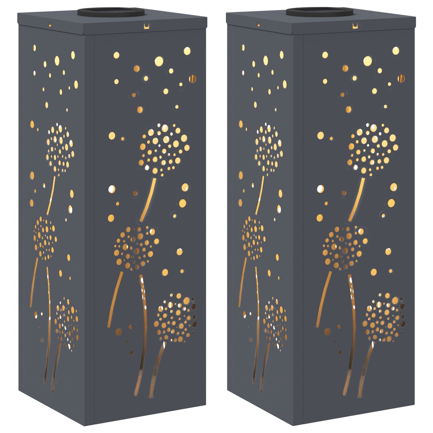 vidaXL Ηλιακό LED Φως Δρόμου 2 pcs Ανθρακί Κρύο Ρολαρισμένο Χάλυβα