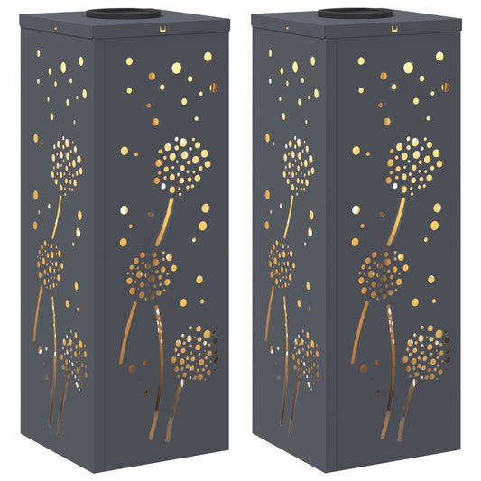 vidaXL Ηλιακό LED Φως Δρόμου 2 pcs Ανθρακί Κρύο Ρολαρισμένο Χάλυβα