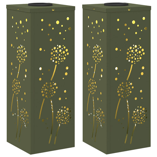 vidaXL Ηλιακό LED Φως Δρόμου με φώτα με μπαταρία 2 pcs Ελιά Πράσινη