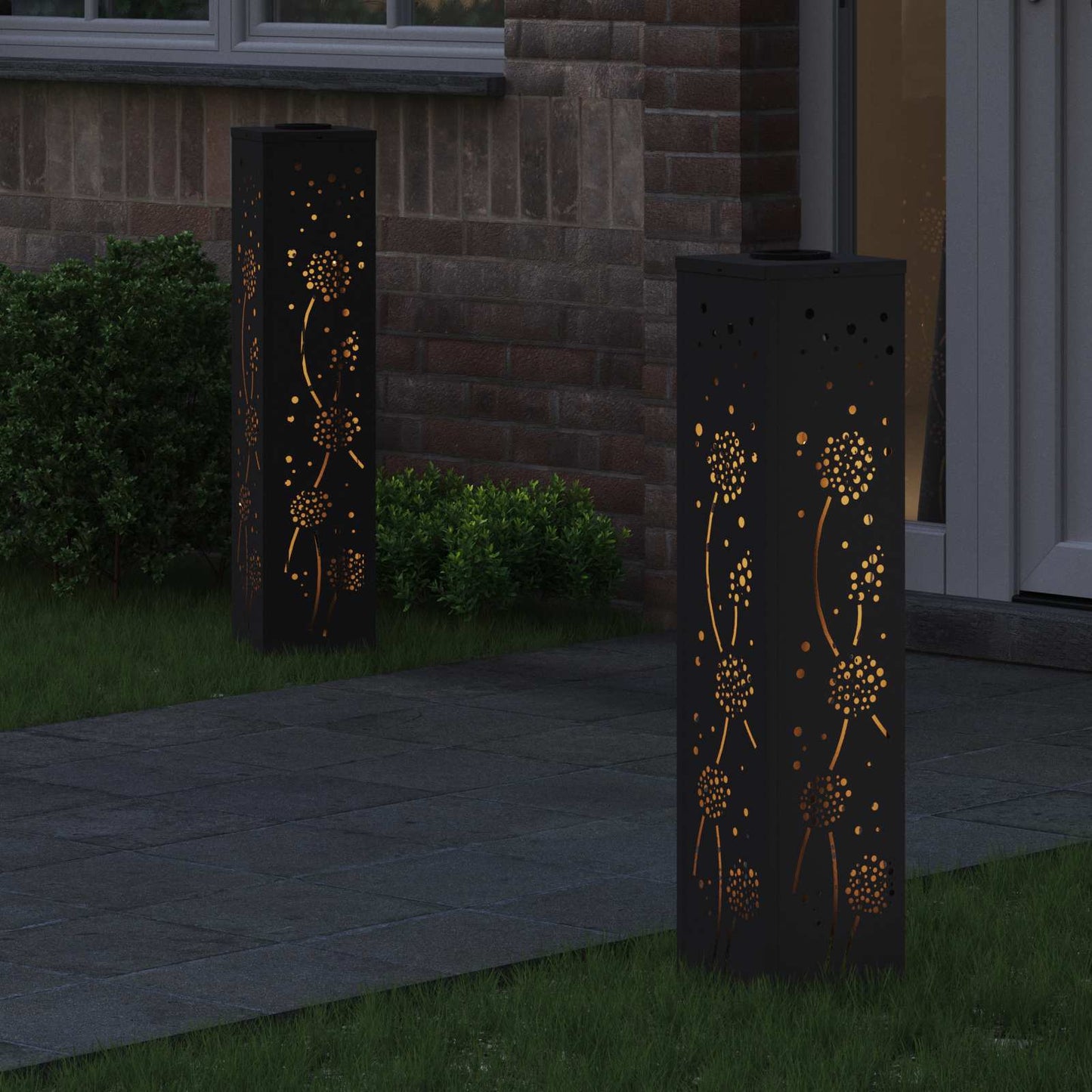 vidaXL Ηλιακό LED Φως Δρόμου 2 pcs Μαύρο Κρύο Ρολαρισμένο Χάλυβα