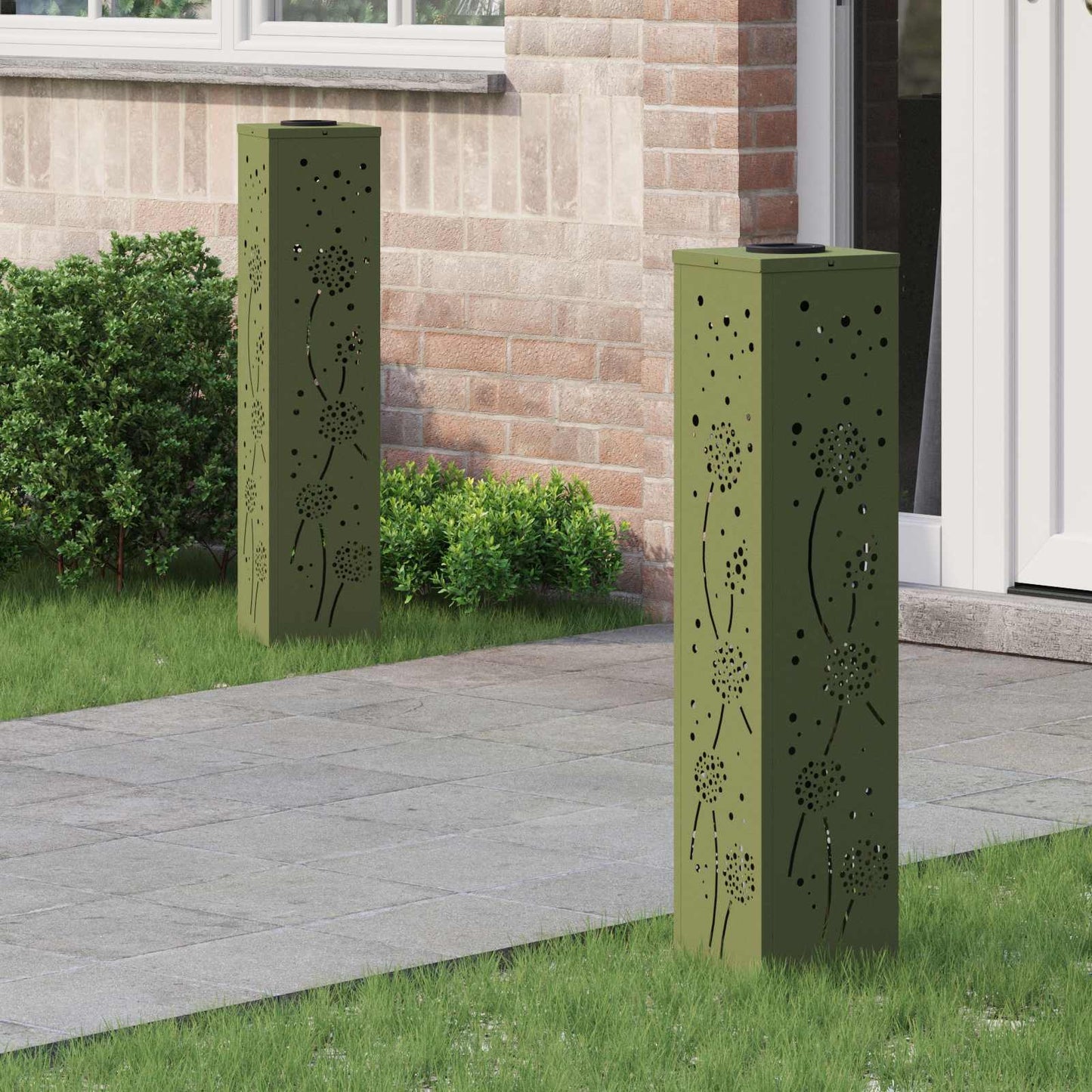 vidaXL Ηλιακό LED Φως Δρόμου με φώτα με μπαταρία 2 pcs Ελιά Πράσινη