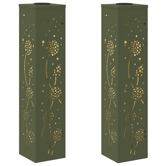 vidaXL Ηλιακό LED Φως Δρόμου με φώτα με μπαταρία 2 pcs Ελιά Πράσινη