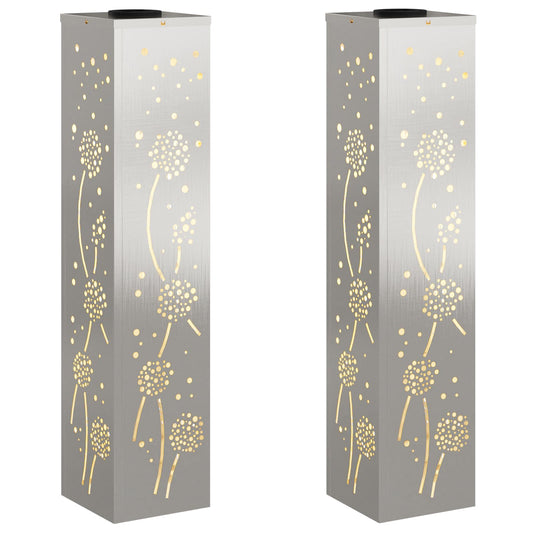 vidaXL Ηλιακό LED Φως Δρόμου 2 pcs Ασημί Ανοξείδωτο ατσάλι