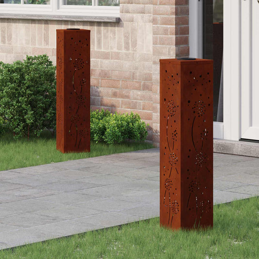 vidaXL Ηλιακό LED Φως Δρόμου 2 pcs Χάλυβας Corten Χάλυβας Corten