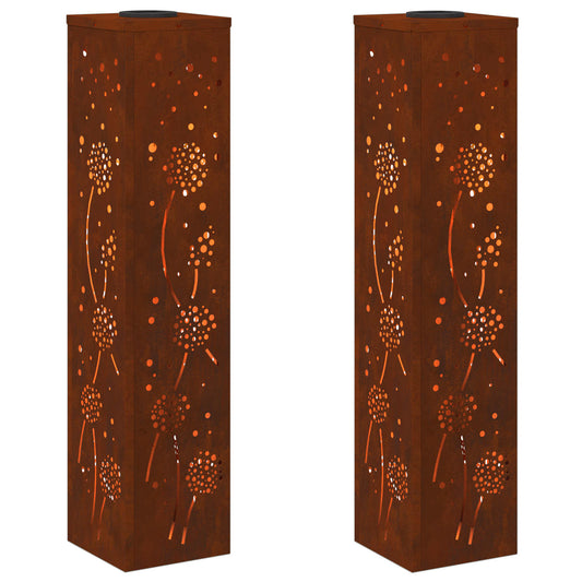 vidaXL Ηλιακό LED Φως Δρόμου 2 pcs Σκ rusty Ατσάλι Σκληρυθέν στον Αέρα