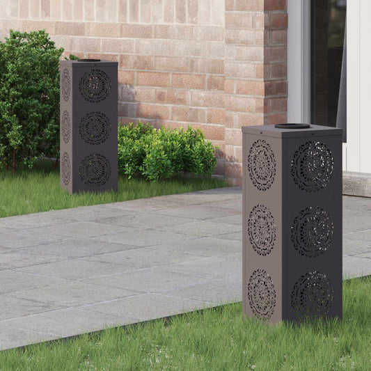 vidaXL Ηλιακό LED Φως Δρόμου 2 pcs Μαύρο Κρύο Ρολαρισμένο Χάλυβα