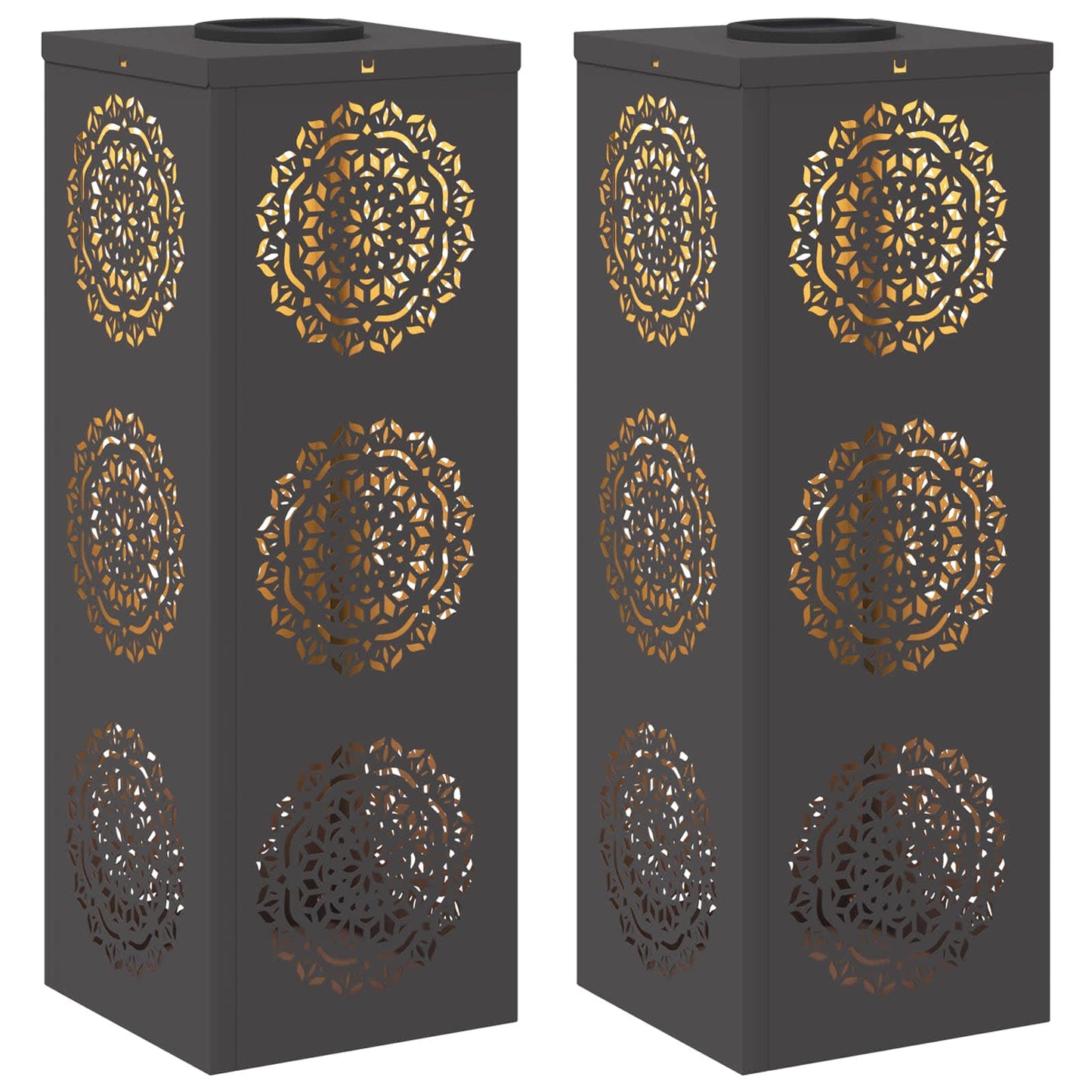 vidaXL Ηλιακό LED Φως Δρόμου 2 pcs Μαύρο Κρύο Ρολαρισμένο Χάλυβα