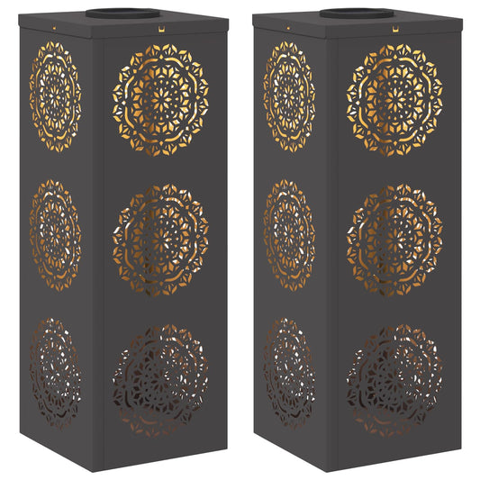 vidaXL Ηλιακό LED Φως Δρόμου 2 pcs Μαύρο Κρύο Ρολαρισμένο Χάλυβα