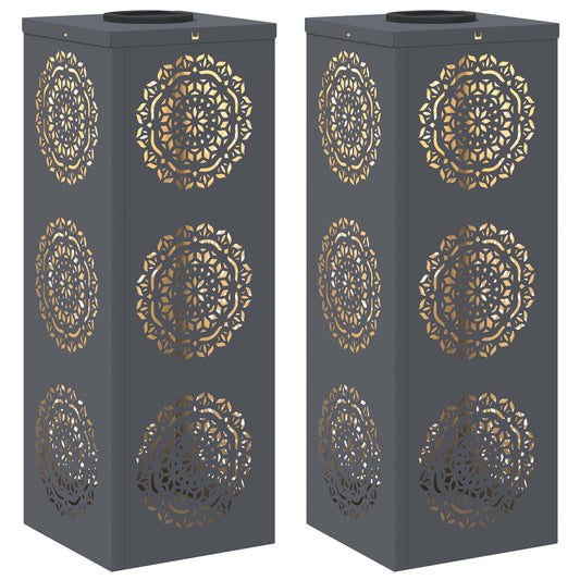 vidaXL Ηλιακό LED Φως Δρόμου 2 pcs Ανθρακί Κρύο Ρολαρισμένο Χάλυβα