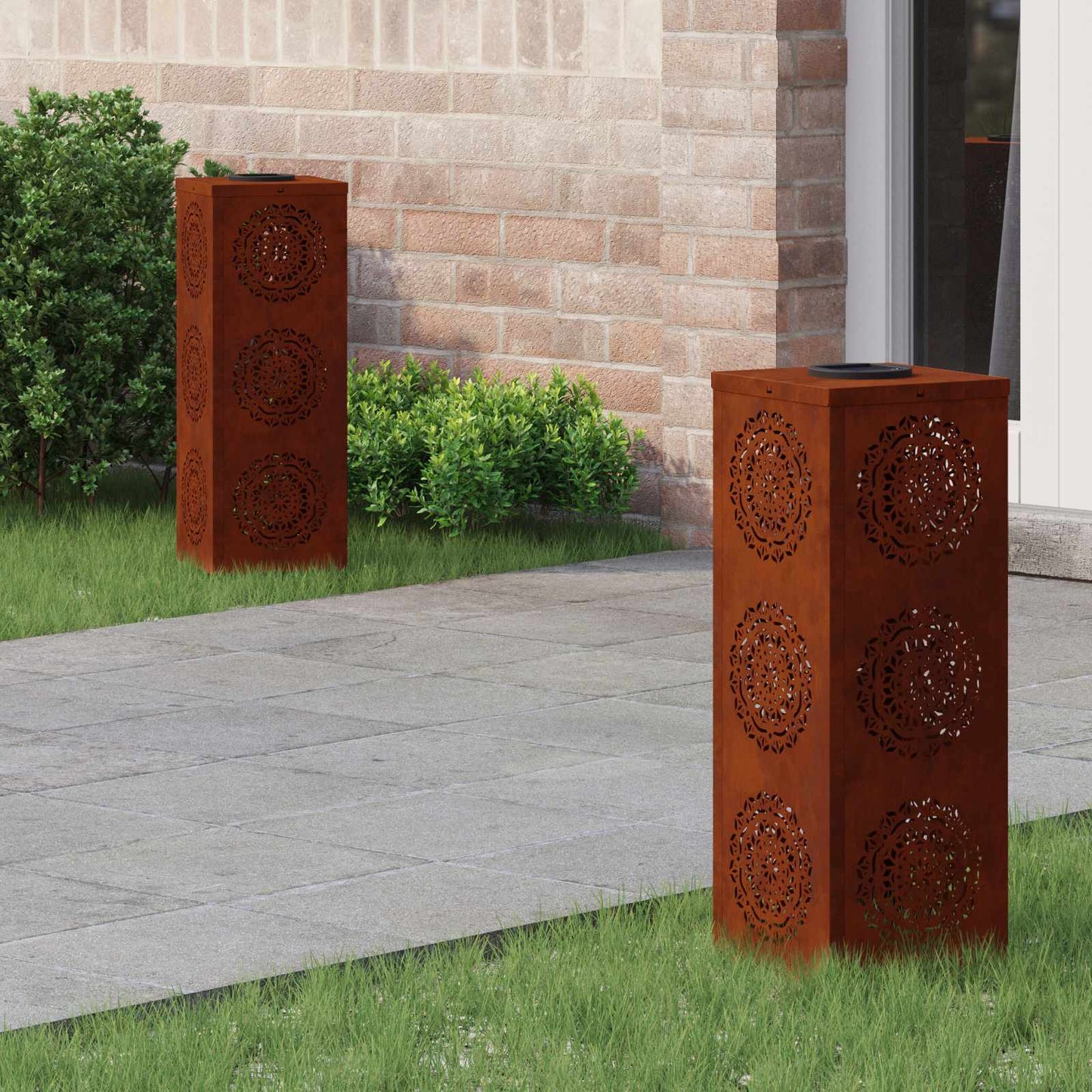 vidaXL Ηλιακό LED Φως Δρόμου 2 pcs Χάλυβας Corten Χάλυβας Corten