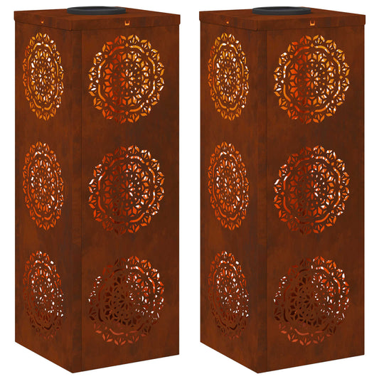 vidaXL Ηλιακό LED Φως Δρόμου 2 pcs Σκ rusty Ατσάλι Σκληρυθέν στον Αέρα