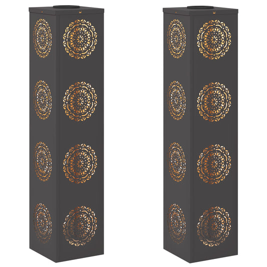 vidaXL Ηλιακό LED Φως Δρόμου 2 pcs Μαύρο Κρύο Ρολαρισμένο Χάλυβα