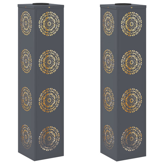 vidaXL Ηλιακό LED Φως Δρόμου 2 pcs Ανθρακί Κρύο Ρολαρισμένο Χάλυβα