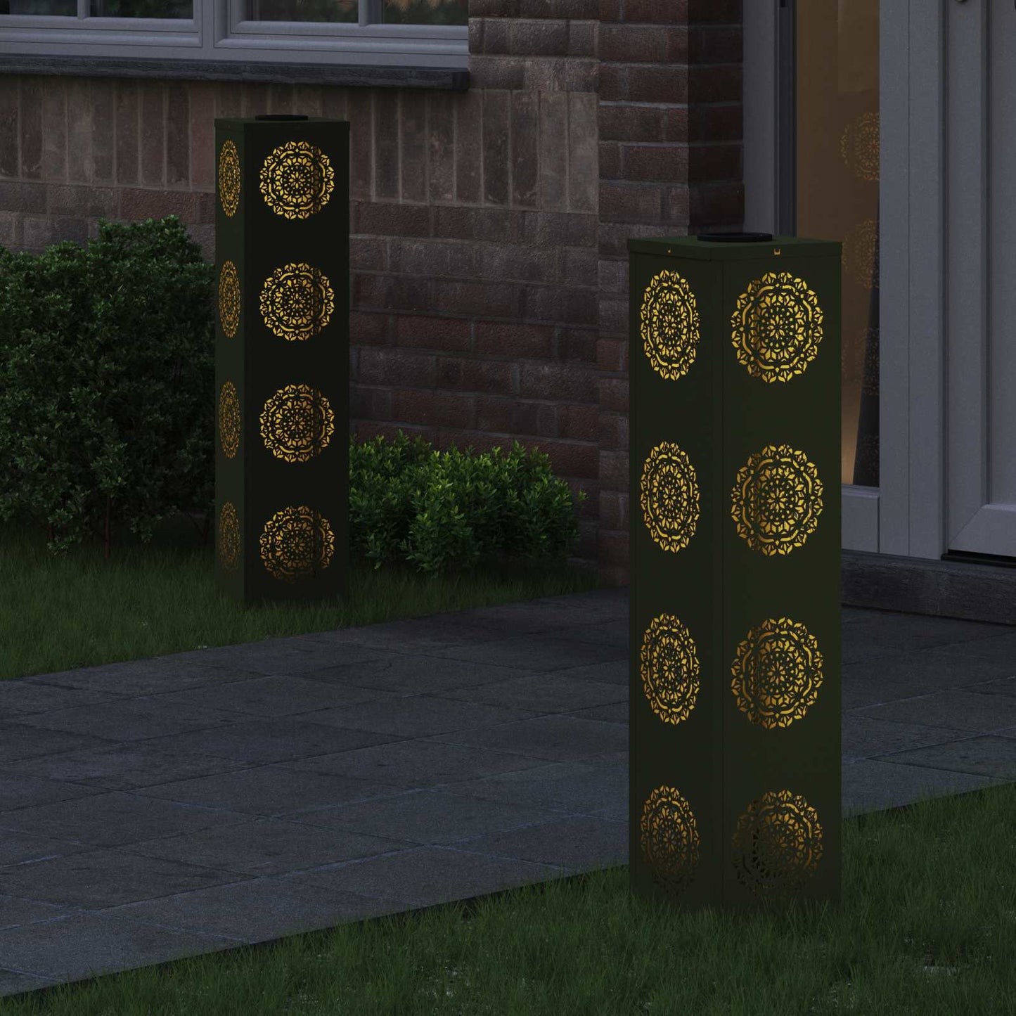 vidaXL Ηλιακό LED Φως Δρόμου με φώτα με μπαταρία 2 pcs Ελιά Πράσινη