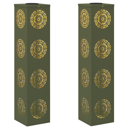 vidaXL Ηλιακό LED Φως Δρόμου με φώτα με μπαταρία 2 pcs Ελιά Πράσινη