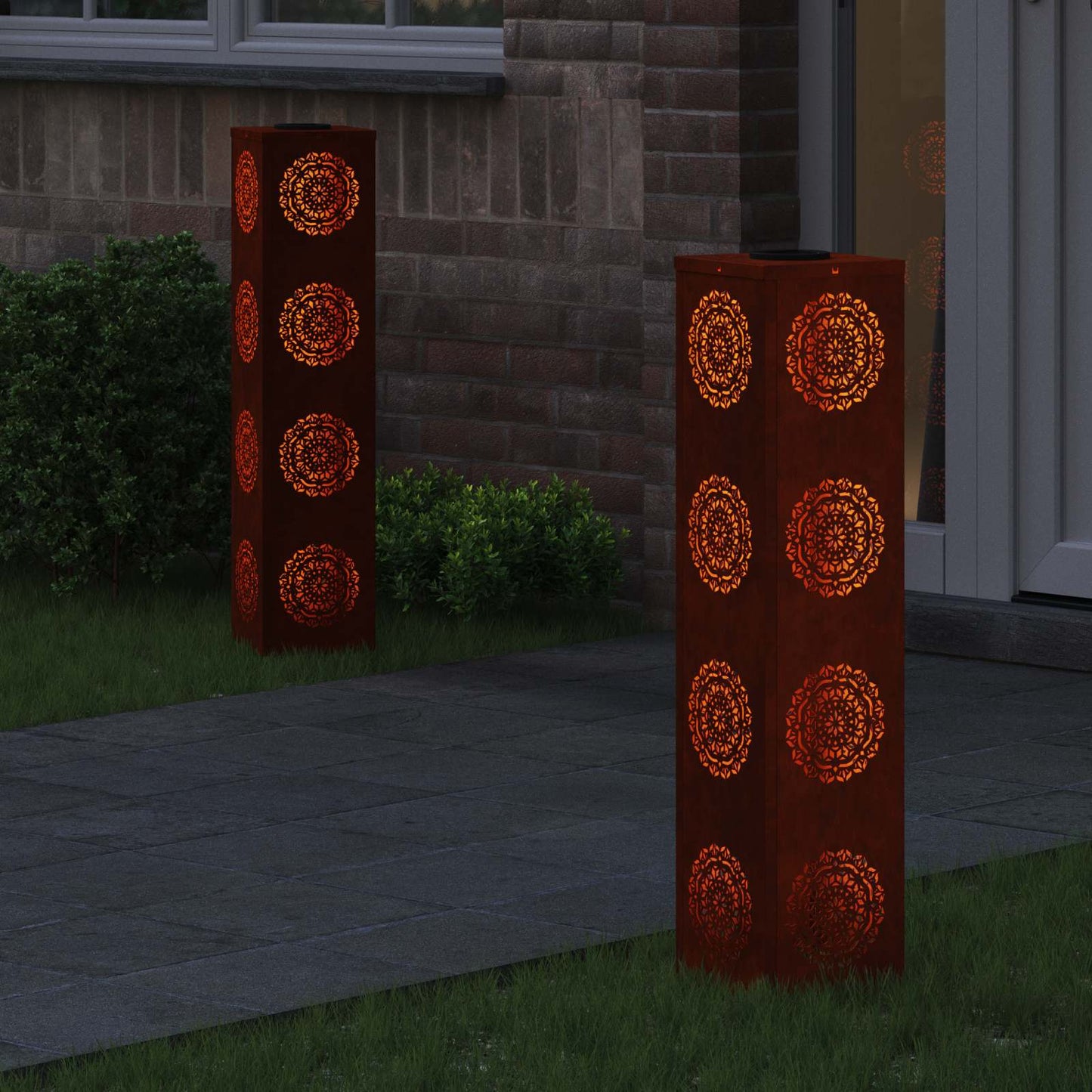 vidaXL Ηλιακό LED Φως Δρόμου 2 pcs Χάλυβας Corten Χάλυβας Corten