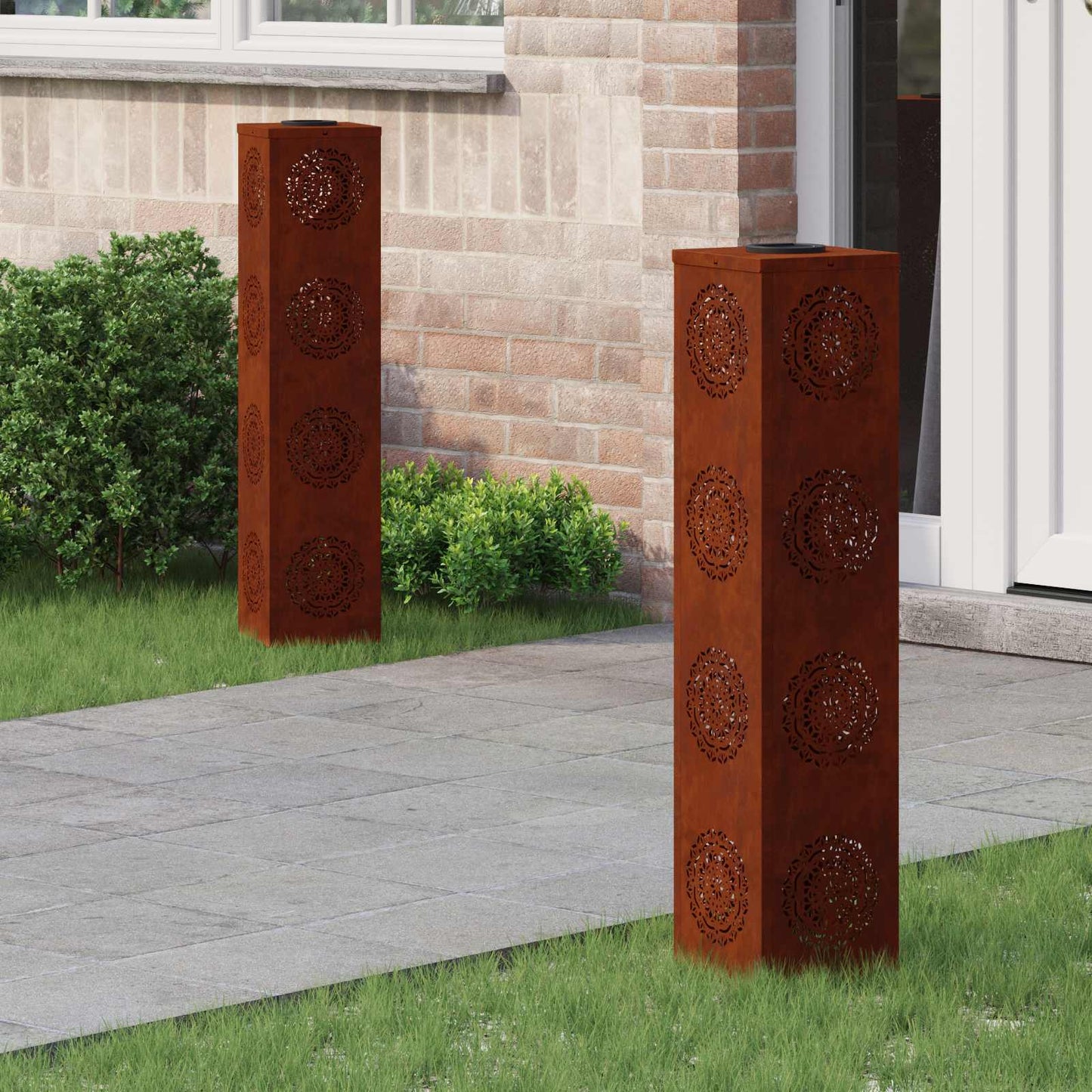 vidaXL Ηλιακό LED Φως Δρόμου 2 pcs Χάλυβας Corten Χάλυβας Corten