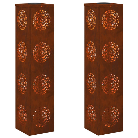 vidaXL Ηλιακό LED Φως Δρόμου 2 pcs Χάλυβας Corten Χάλυβας Corten