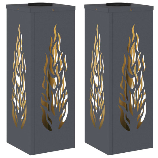 vidaXL Ηλιακό LED Φως Δρόμου 2 pcs Ανθρακί Κρύο Ρολαρισμένο Χάλυβα