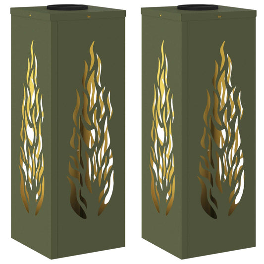 vidaXL Ηλιακό LED Φως Δρόμου με φώτα με μπαταρία 2 pcs Ελιά Πράσινη