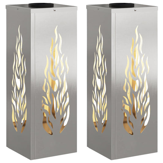 vidaXL Ηλιακό LED Φως Δρόμου 2 pcs Ανοξείδωτο ατσάλι Ανοξείδωτο ατσάλι