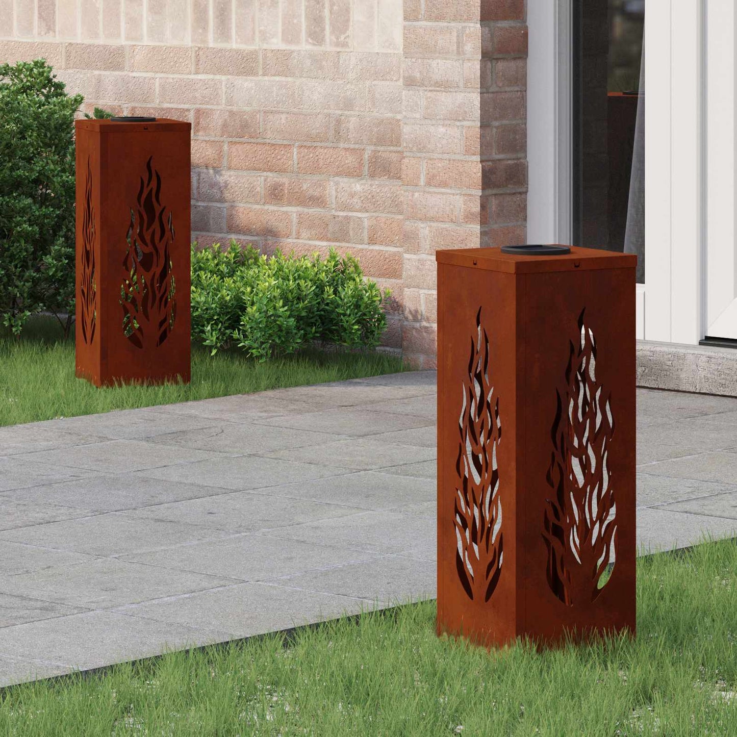 vidaXL Ηλιακό LED Φως Δρόμου 2 pcs Χάλυβας Corten Χάλυβας Corten