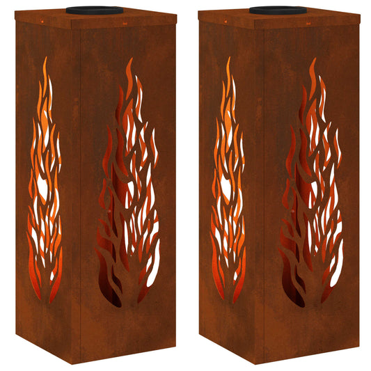 vidaXL Ηλιακό LED Φως Δρόμου 2 pcs Χάλυβας Corten Χάλυβας Corten