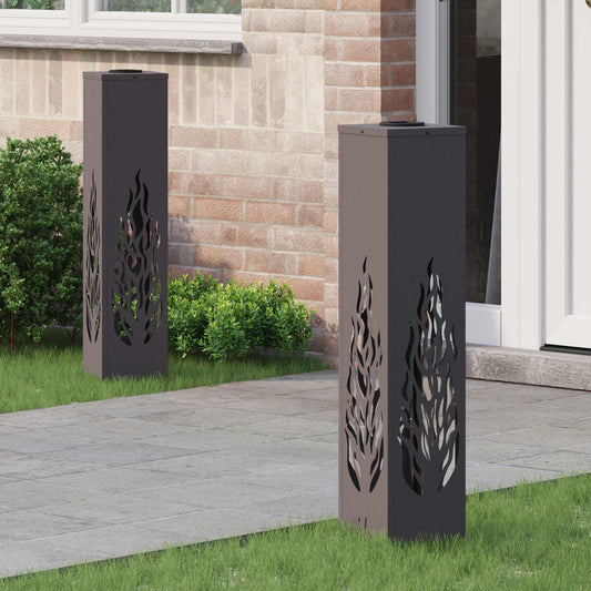 vidaXL Ηλιακό LED Φως Δρόμου 2 pcs Μαύρο Κρύο Ρολαρισμένο Χάλυβα