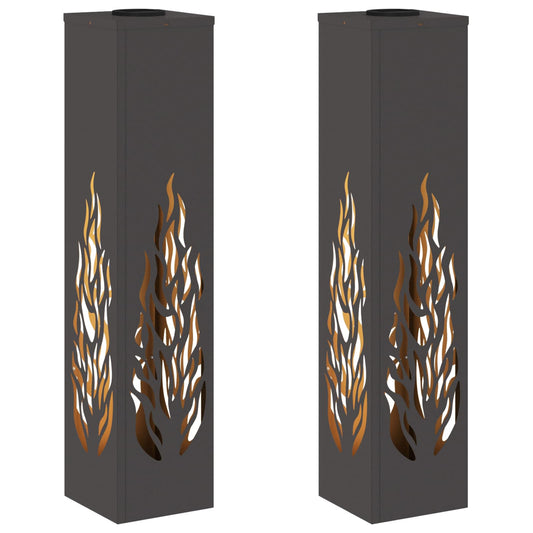 vidaXL Ηλιακό LED Φως Δρόμου 2 pcs Μαύρο Κρύο Ρολαρισμένο Χάλυβα