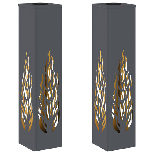 vidaXL Ηλιακό LED Φως Δρόμου 2 pcs Ανθρακί Κρύο Ρολαρισμένο Χάλυβα