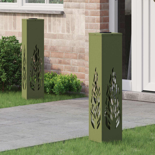 vidaXL Ηλιακό LED Φως Δρόμου με φώτα με μπαταρία 2 pcs Ελιά Πράσινη