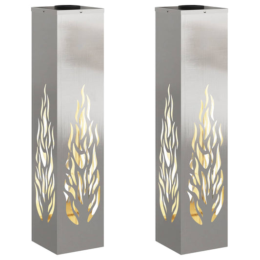 vidaXL Ηλιακό LED Φως Δρόμου 2 pcs Ανοξείδωτο ατσάλι Ανοξείδωτο ατσάλι