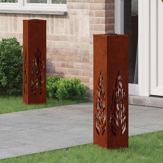 vidaXL Ηλιακό LED Φως Δρόμου 2 pcs Χάλυβας Corten Χάλυβας Corten